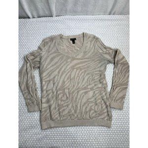 DANA BUCHMAN Textured Zebra Sparkle Print Crew MED